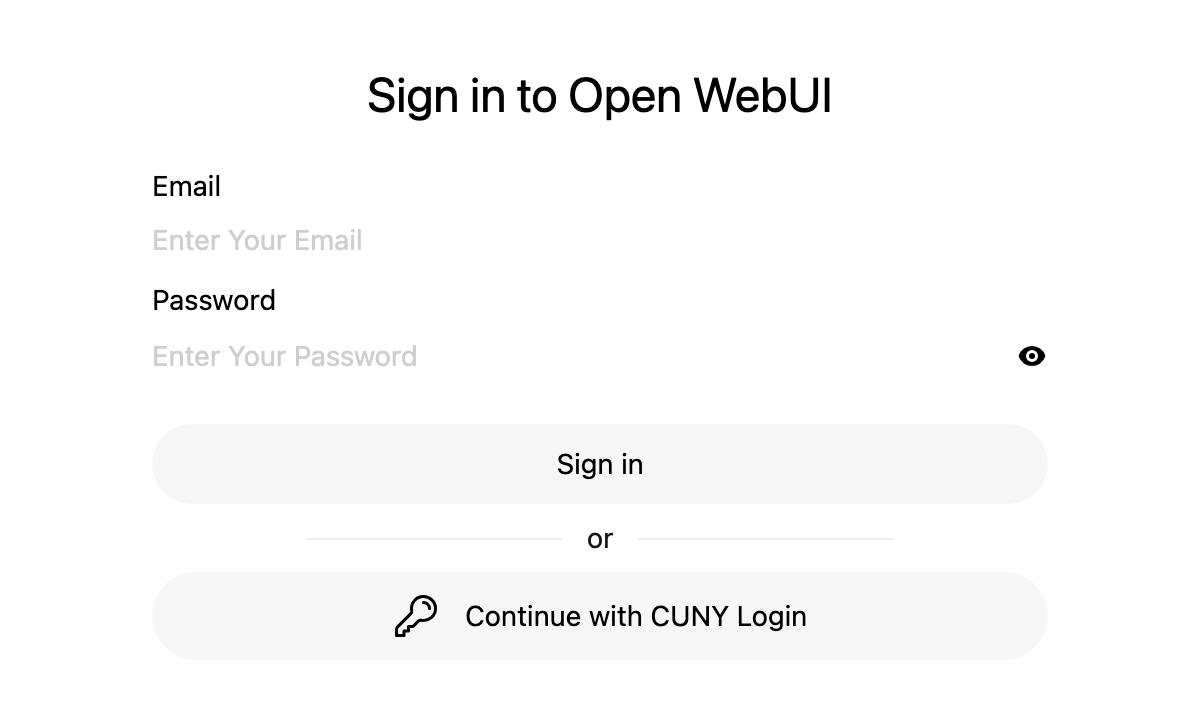 The CAIL Sandbox sign-in screen. A button labeled 'Continue with CUNY Login' sits below the email and password form, separated from it by a divider labeled 'or'.